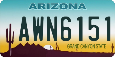AZ license plate AWN6151