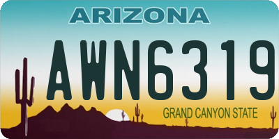 AZ license plate AWN6319