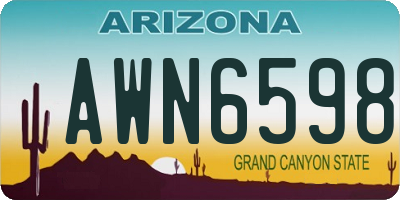 AZ license plate AWN6598