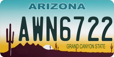 AZ license plate AWN6722