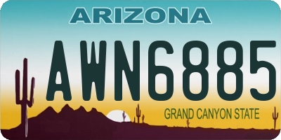 AZ license plate AWN6885
