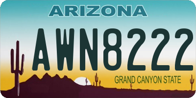 AZ license plate AWN8222