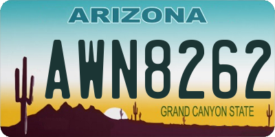 AZ license plate AWN8262