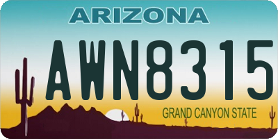 AZ license plate AWN8315