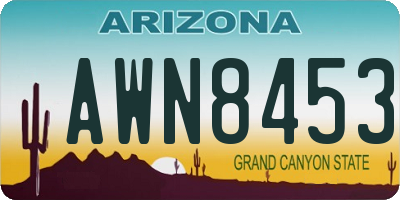 AZ license plate AWN8453
