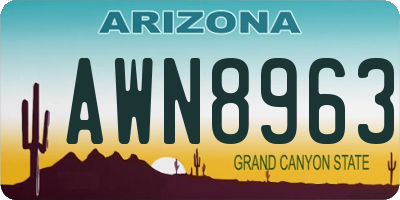 AZ license plate AWN8963