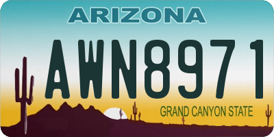 AZ license plate AWN8971