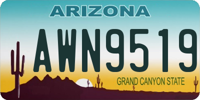 AZ license plate AWN9519