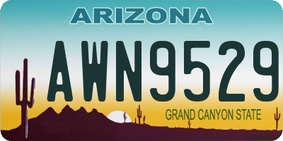 AZ license plate AWN9529