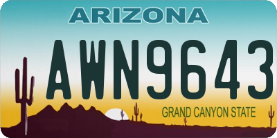 AZ license plate AWN9643