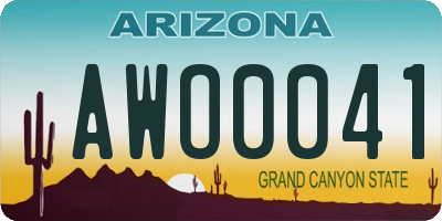 AZ license plate AWO0041