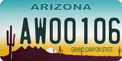 AZ license plate AWO0106