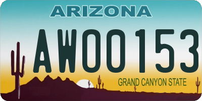 AZ license plate AWO0153