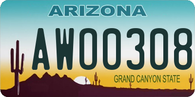 AZ license plate AWO0308