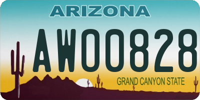 AZ license plate AWO0828