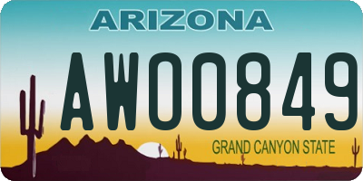 AZ license plate AWO0849