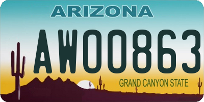 AZ license plate AWO0863