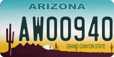 AZ license plate AWO0940