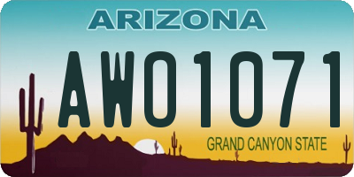 AZ license plate AWO1071