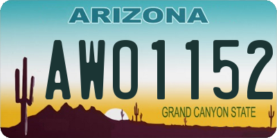 AZ license plate AWO1152