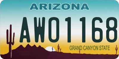 AZ license plate AWO1168