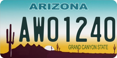 AZ license plate AWO1240