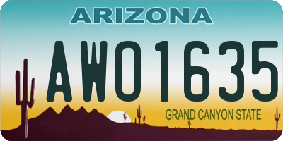 AZ license plate AWO1635