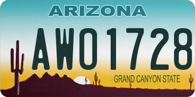 AZ license plate AWO1728