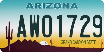 AZ license plate AWO1729