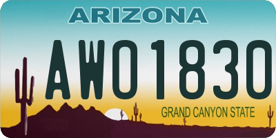 AZ license plate AWO1830