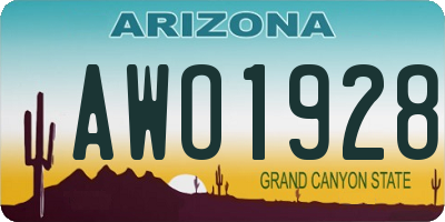 AZ license plate AWO1928