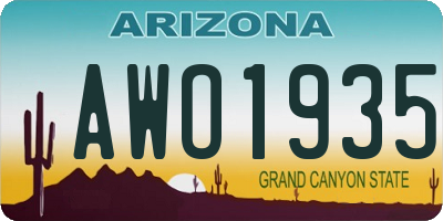 AZ license plate AWO1935