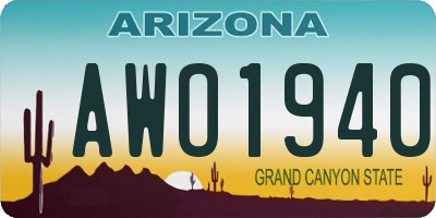 AZ license plate AWO1940