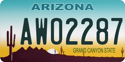 AZ license plate AWO2287