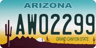 AZ license plate AWO2299