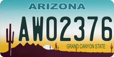 AZ license plate AWO2376