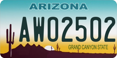 AZ license plate AWO2502
