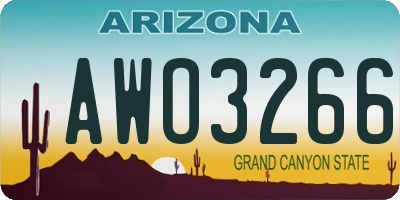 AZ license plate AWO3266