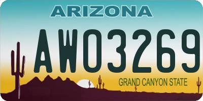 AZ license plate AWO3269