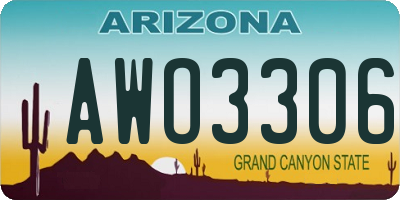 AZ license plate AWO3306
