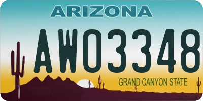 AZ license plate AWO3348