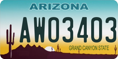 AZ license plate AWO3403