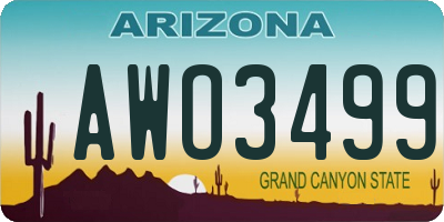 AZ license plate AWO3499