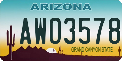 AZ license plate AWO3578