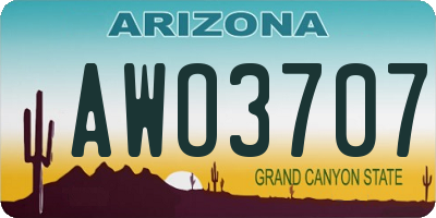 AZ license plate AWO3707