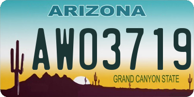 AZ license plate AWO3719