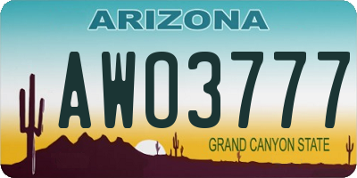 AZ license plate AWO3777