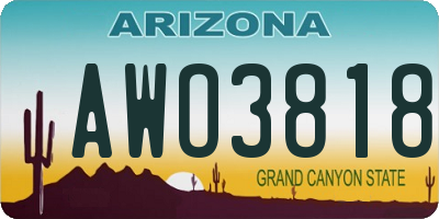 AZ license plate AWO3818