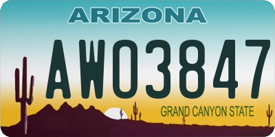 AZ license plate AWO3847