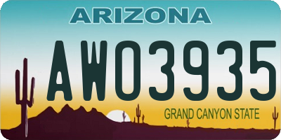 AZ license plate AWO3935